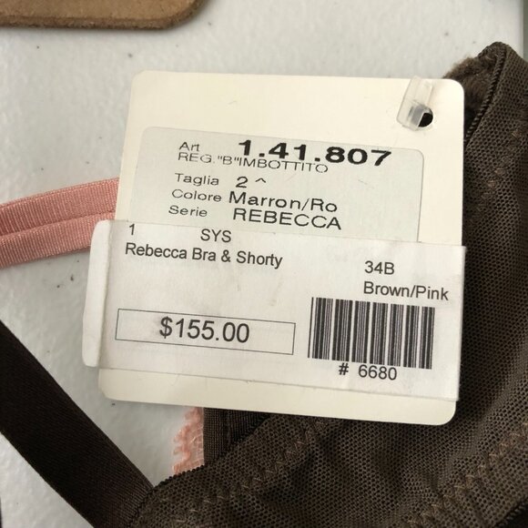 Miss Naory Bra Underwire Lace Lined Brown Pink Size 34B - Picture 5 of 5